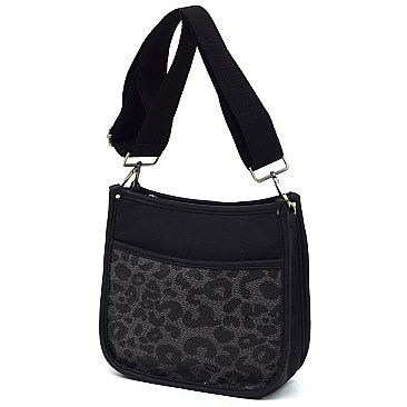 Trendy  Leopard Colorblock Hobo Crossbody Bag