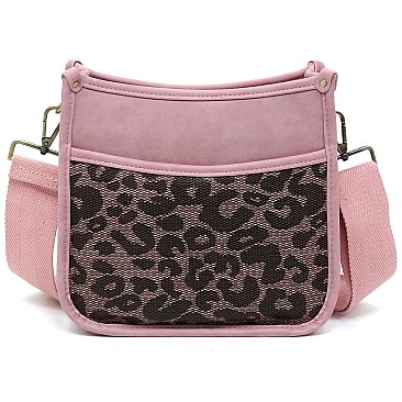 Trendy  Leopard Colorblock Hobo Crossbody Bag