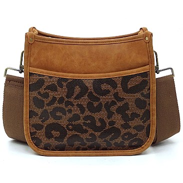 Trendy  Leopard Colorblock Hobo Crossbody Bag