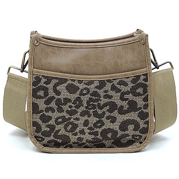 Trendy  Leopard Colorblock Hobo Crossbody Bag