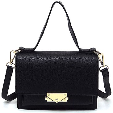 Fashion Push Lock Flap Crossbody Bag