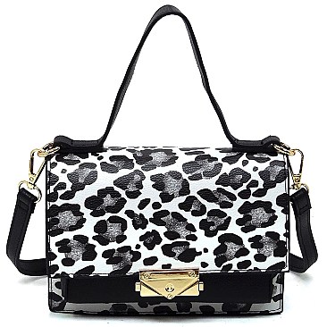 Fashion Push Lock Flap Crossbody Bag