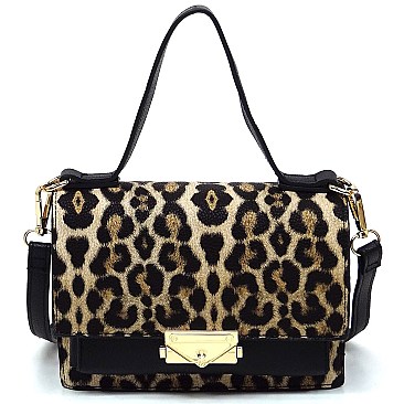 Fashion Push Lock Flap Crossbody Bag