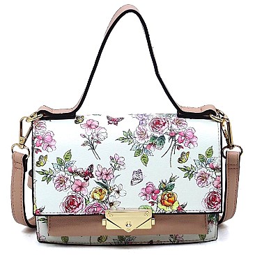 Fashion Push Lock Flap Crossbody Bag