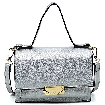 Fashion Push Lock Flap Crossbody Bag