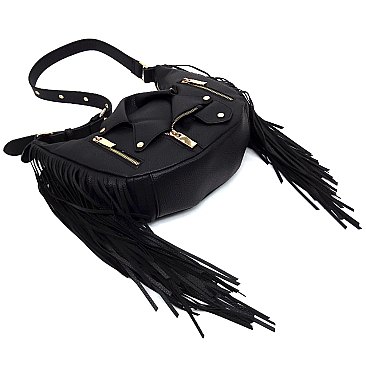 Motorcycle Jacket Fringe Shoulder Bag Hobo