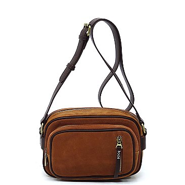 Real Suede Leather Boxy Crossbody Bag