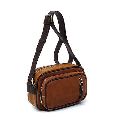 Real Suede Leather Boxy Crossbody Bag