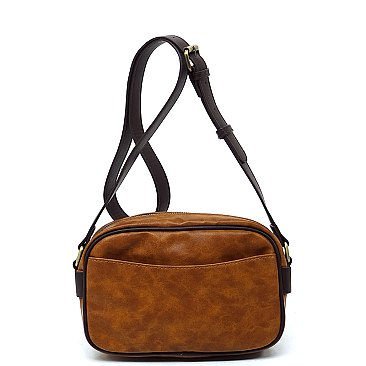 Real Suede Leather Boxy Crossbody Bag