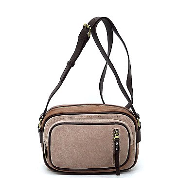 Real Suede Leather Boxy Crossbody Bag