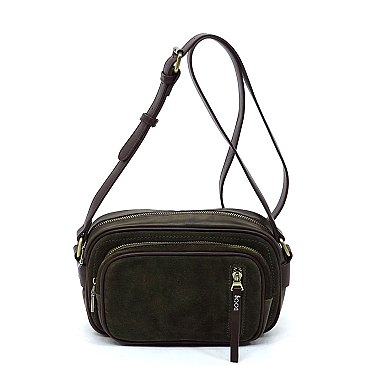 Real Suede Leather Boxy Crossbody Bag