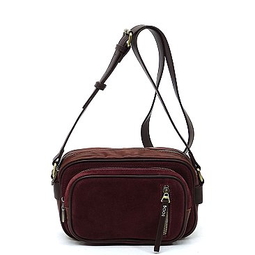 Real Suede Leather Boxy Crossbody Bag