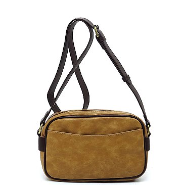 Real Suede Leather Boxy Crossbody Bag