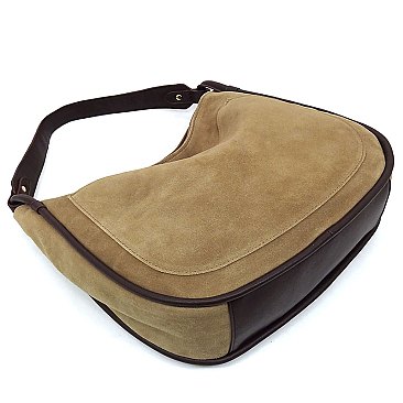 Real Suede Leather Shoulder Bag Hobo