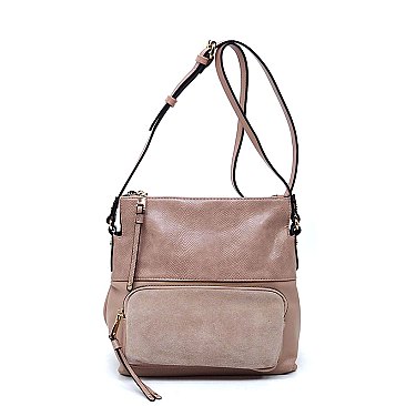 Real Suede Front Pocket Python Crossbody Bag