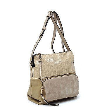 Real Suede Front Pocket Python Crossbody Bag