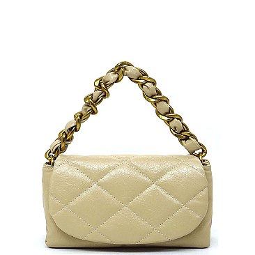 Quilted Flap Chain Link Crossbody Bag