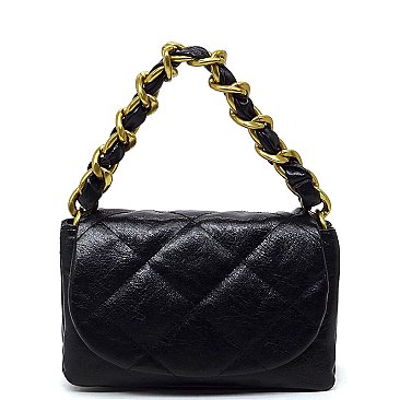 Quilted Flap Chain Link Crossbody Bag