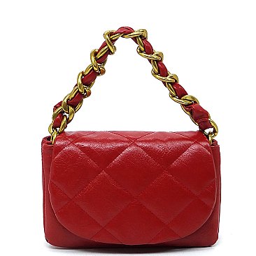 Quilted Flap Chain Link Crossbody Bag