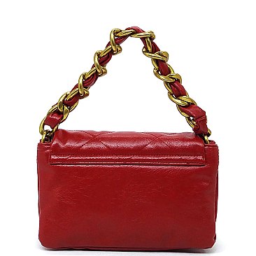 Quilted Flap Chain Link Crossbody Bag