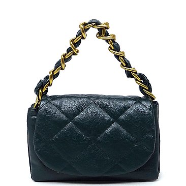 Quilted Flap Chain Link Crossbody Bag