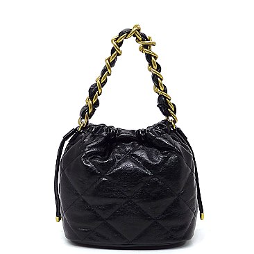 Quilted Chain Link Bucket Bag