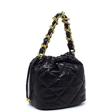 Quilted Chain Link Bucket Bag