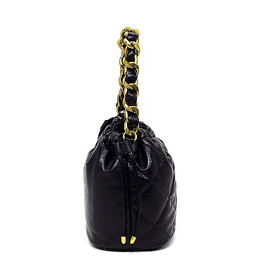 Quilted Chain Link Bucket Bag