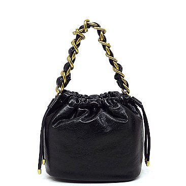 Quilted Chain Link Bucket Bag