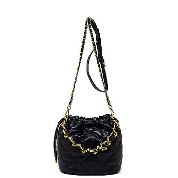 Quilted Chain Link Bucket Bag