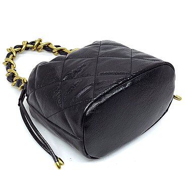 Quilted Chain Link Bucket Bag