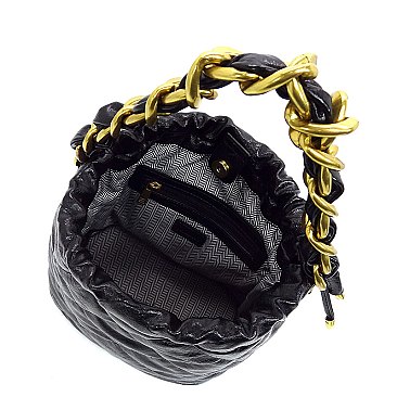 Quilted Chain Link Bucket Bag