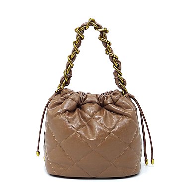 Quilted Chain Link Bucket Bag