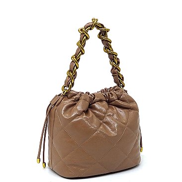 Quilted Chain Link Bucket Bag