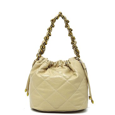 Quilted Chain Link Bucket Bag