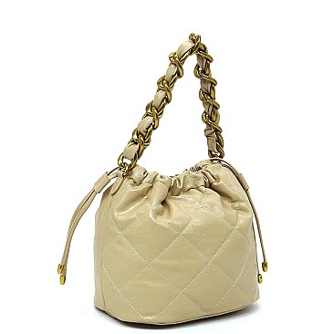 Quilted Chain Link Bucket Bag