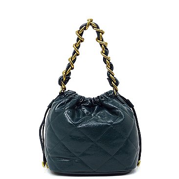 Quilted Chain Link Bucket Bag