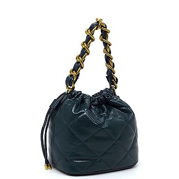 Quilted Chain Link Bucket Bag