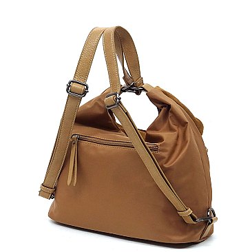 Real Suede Microfiber Convertible Shoulder Bag Backpack