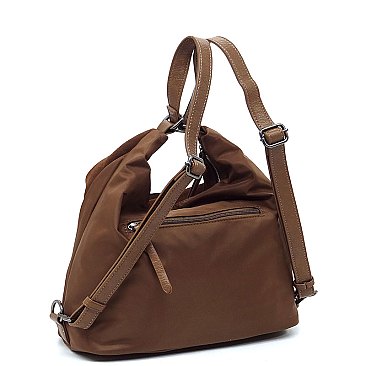 Real Suede Microfiber Convertible Shoulder Bag Backpack