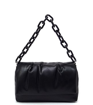 Acrylic Chain Link Puffy Flap Crossbody Bag