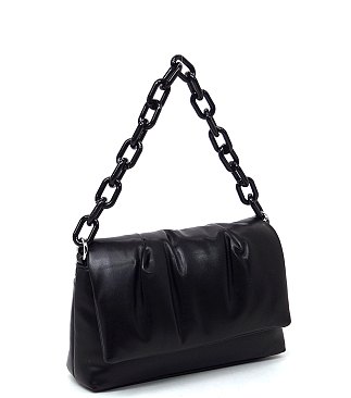 Acrylic Chain Link Puffy Flap Crossbody Bag