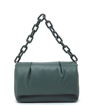 Acrylic Chain Link Puffy Flap Crossbody Bag