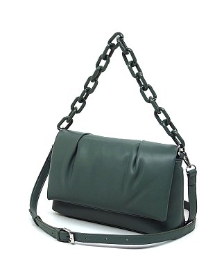 Acrylic Chain Link Puffy Flap Crossbody Bag