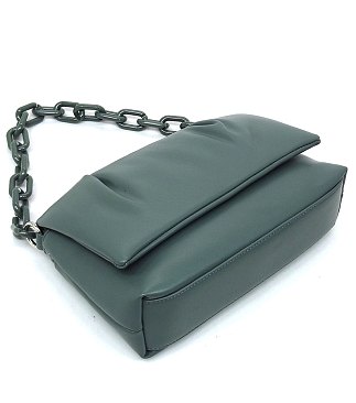 Acrylic Chain Link Puffy Flap Crossbody Bag