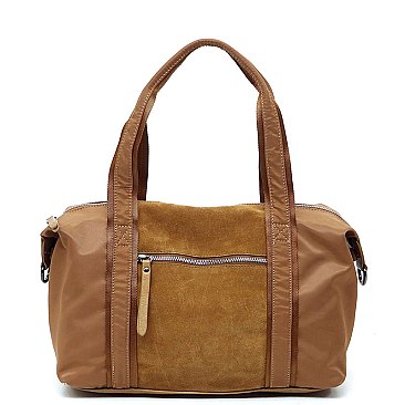 Real Suede Leather 2-Way Satchel