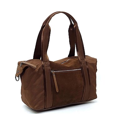 Real Suede Leather 2-Way Satchel