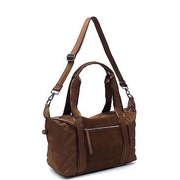 Real Suede Leather 2-Way Satchel