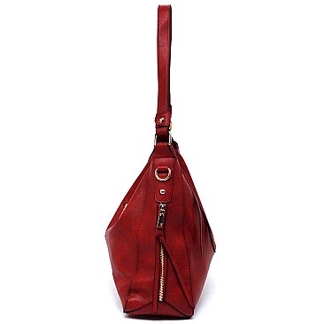 SOLID Side Zipper 3-in-1 Shoulder Bag, Cross-Body and Clutch Set