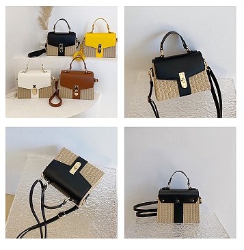 Straw Modern Satchel-Crossbody Bag